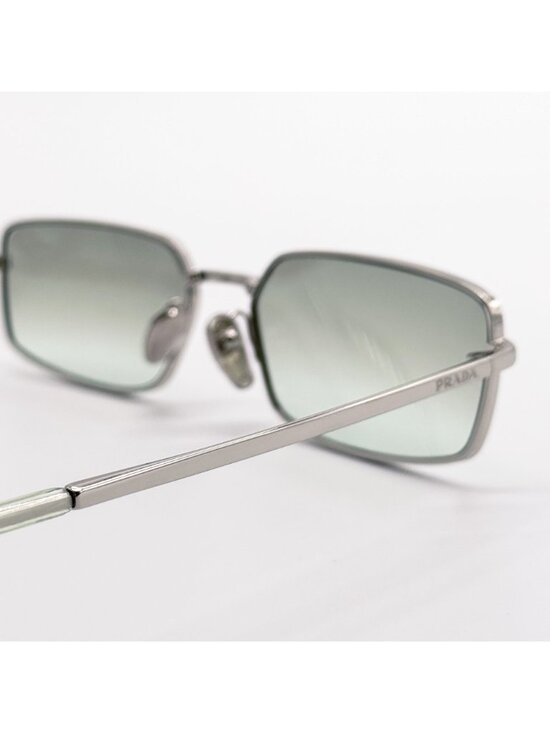 New Prada Square Silver Metal Unisex Sunglasses PRA60S 1BC80G